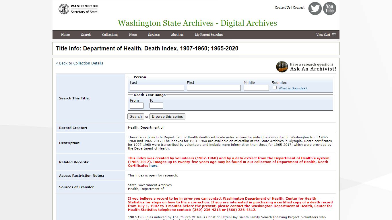 Washington State Archives, Digital Archives - Title Info ...